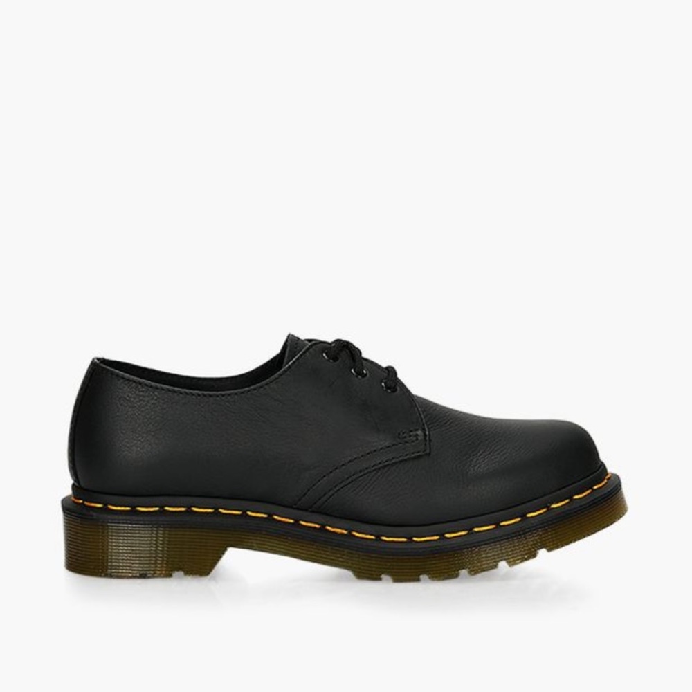 Dr. Martens Black Leather 3-Eye Oxford with Yellow Stitching